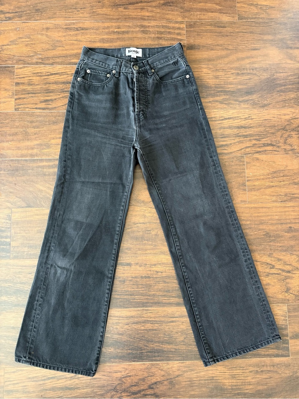 Rouje Paris wide leg high rise black jeans size 26